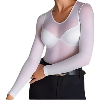 Camiseta Feminina Segunda Pele Selene Manga Longa Casual Fio 40 Transparente Versátil em Oferta na Shopee