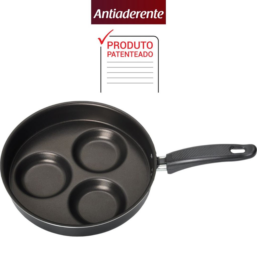 Frigideira Antiaderente Para ovos e Hamburguer com Tampa Mais Espatula