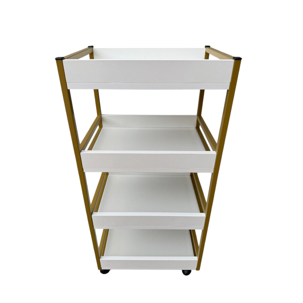 Carrinho Auxiliar 4 Bandejas Com Rodinhas Metalon MDF Profissional - Mais Estilo e Praticidade no Seu Espaço de Beleza