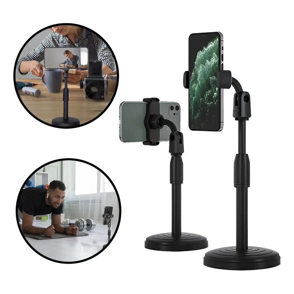 suporte apoiador de celular mesa tripé selfie regulagem 360° Ideal Para Gravação de Videos