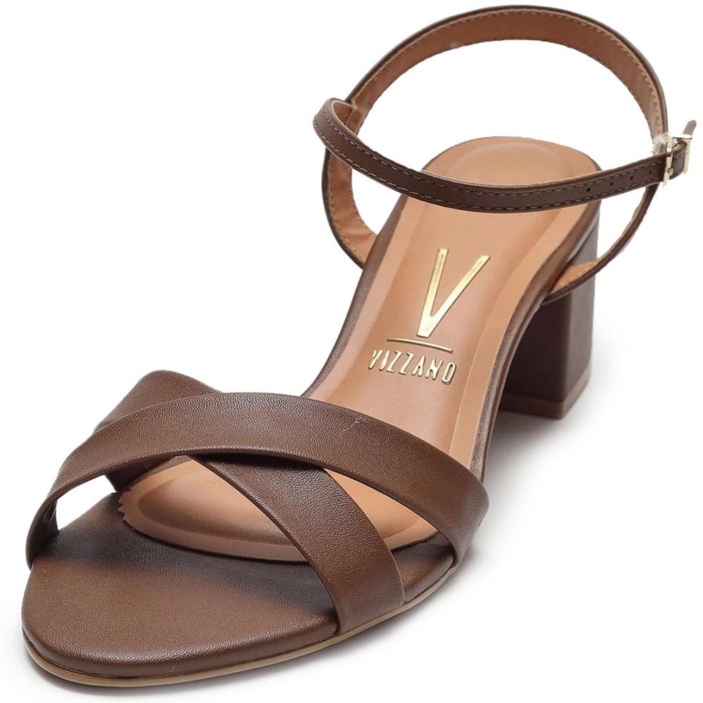 Sandália Vizzano Salto Bloco Médio Feminina - Marrom em Oferta na Shopee