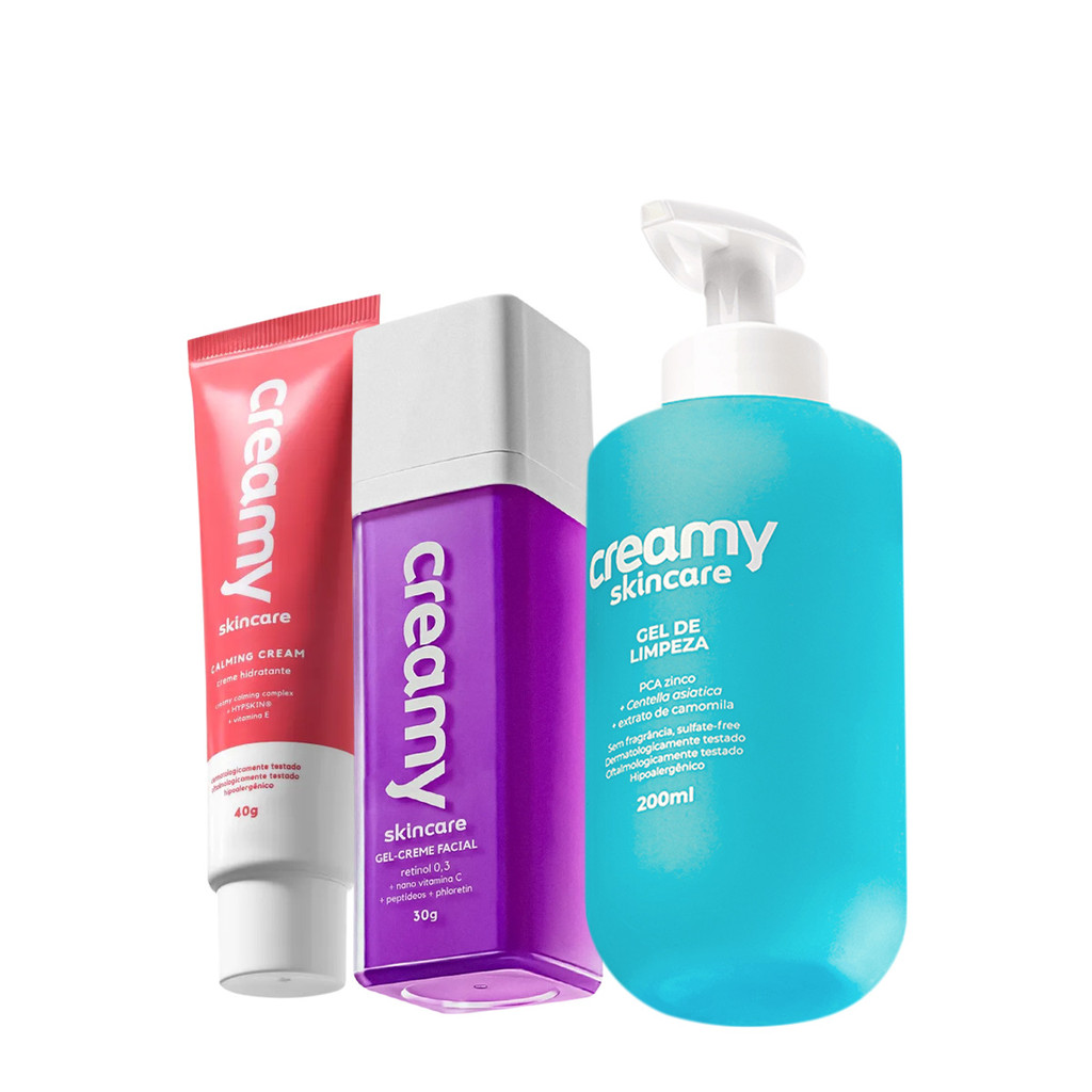 Kit Creamy Skincare Gel de Limpeza Calming Cream Retinol (3 produtos) em Oferta na Shopee