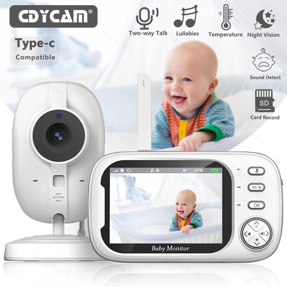 Monitor de Bebê Colorido Sem Fio Baba Eletrônica, Câmera de Segurança Babá de Alta Resolução de 3,5 Polegadas, Visão Not