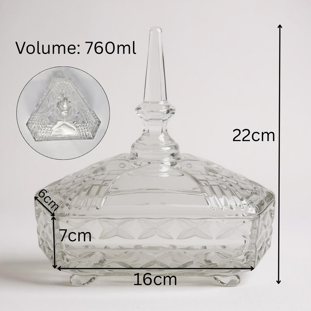 Bomboniere Potiche de Vidro Tenerife 760ml Luxo | Pote Decorativo para Doces, Café e Mesa Posta