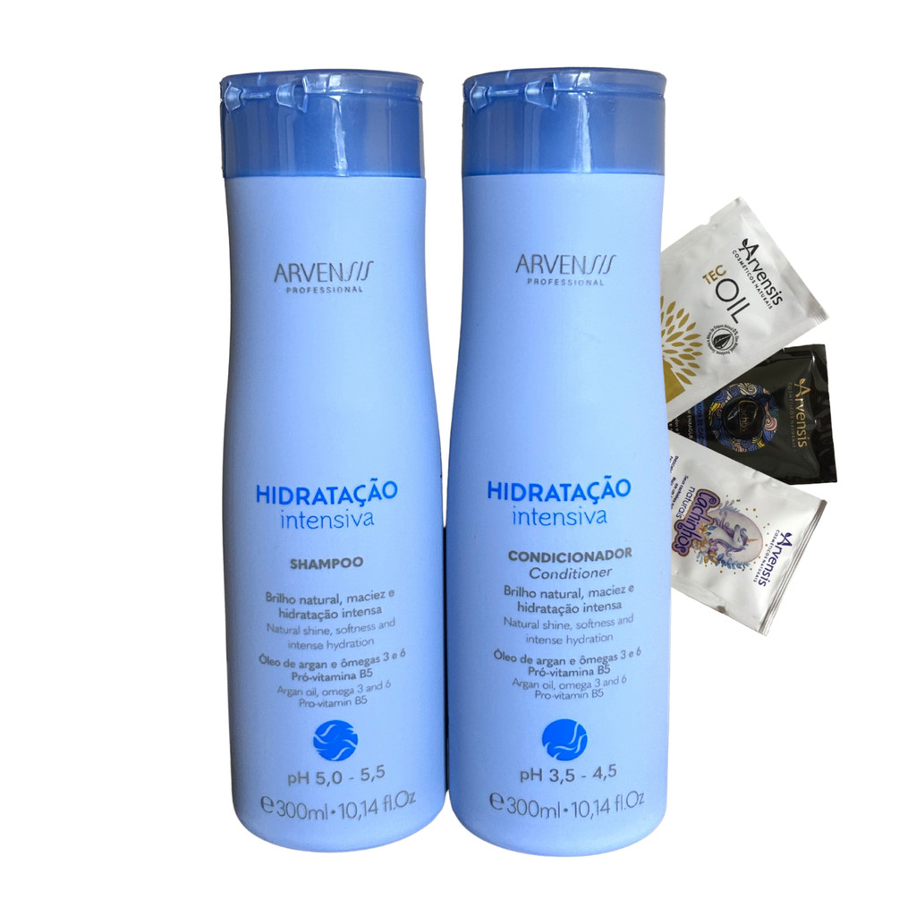 Kit Arvensis Hidratação Intensiva Shampoo e Condicionador Brilho Natural Maciez Argan Vegano 300ml