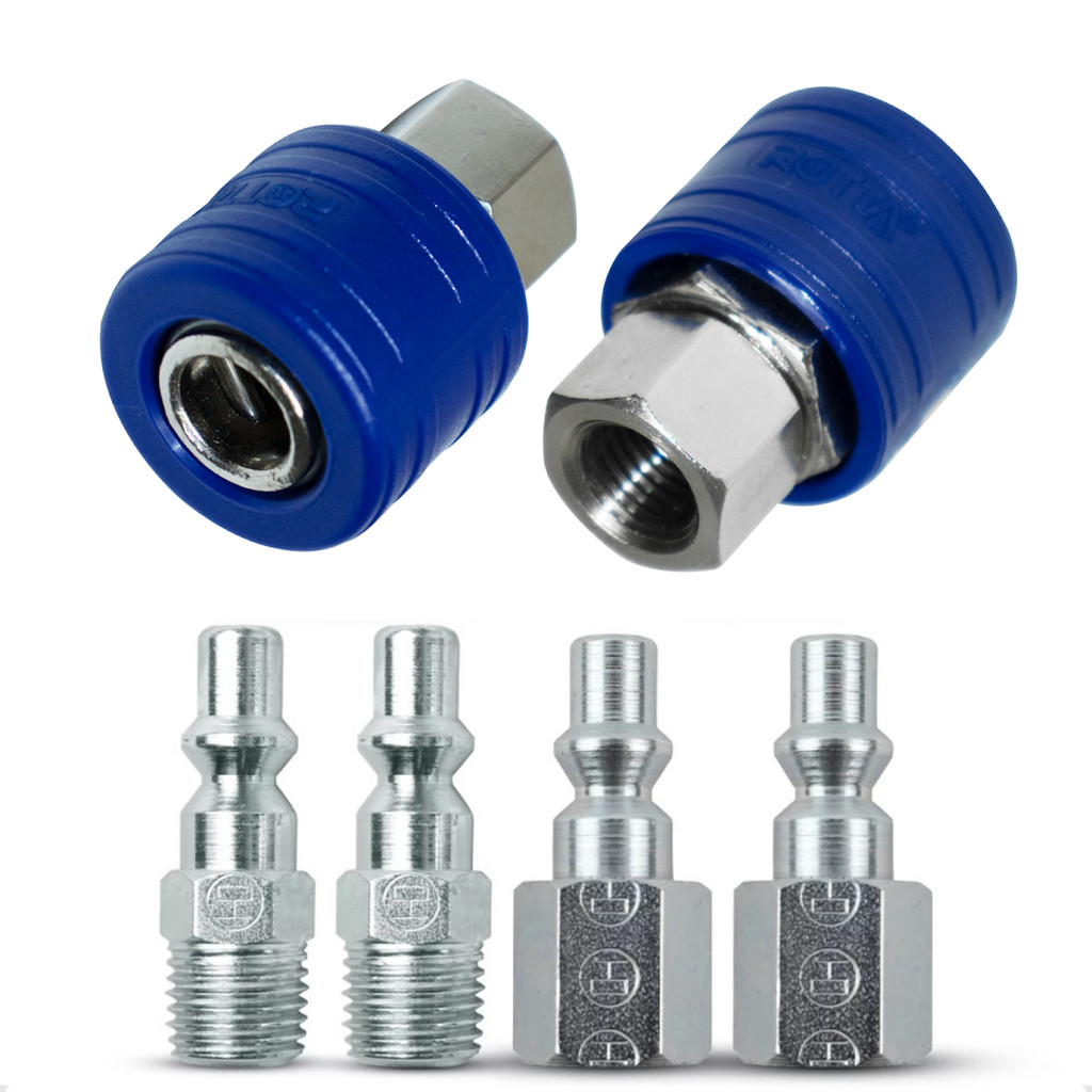 Kit Engate Azul + Conectores Compressor 1/4 Npt - 6 Peças em Oferta na Shopee
