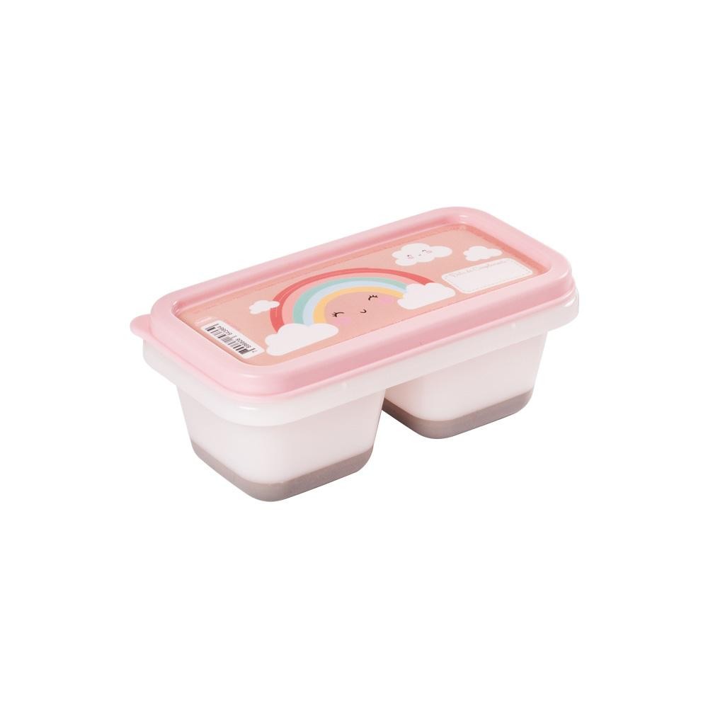 Pote Porta Papinha 2 Divisórias Arco Íris Plasútil em Oferta na Shopee