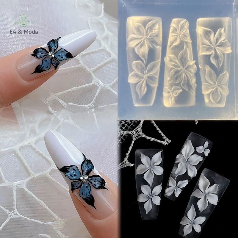 EA & Moda Molde Para Nail Art 3D Escultura Curva Lírio Flor Transparente Decorações Modelo De Silicone DIY .