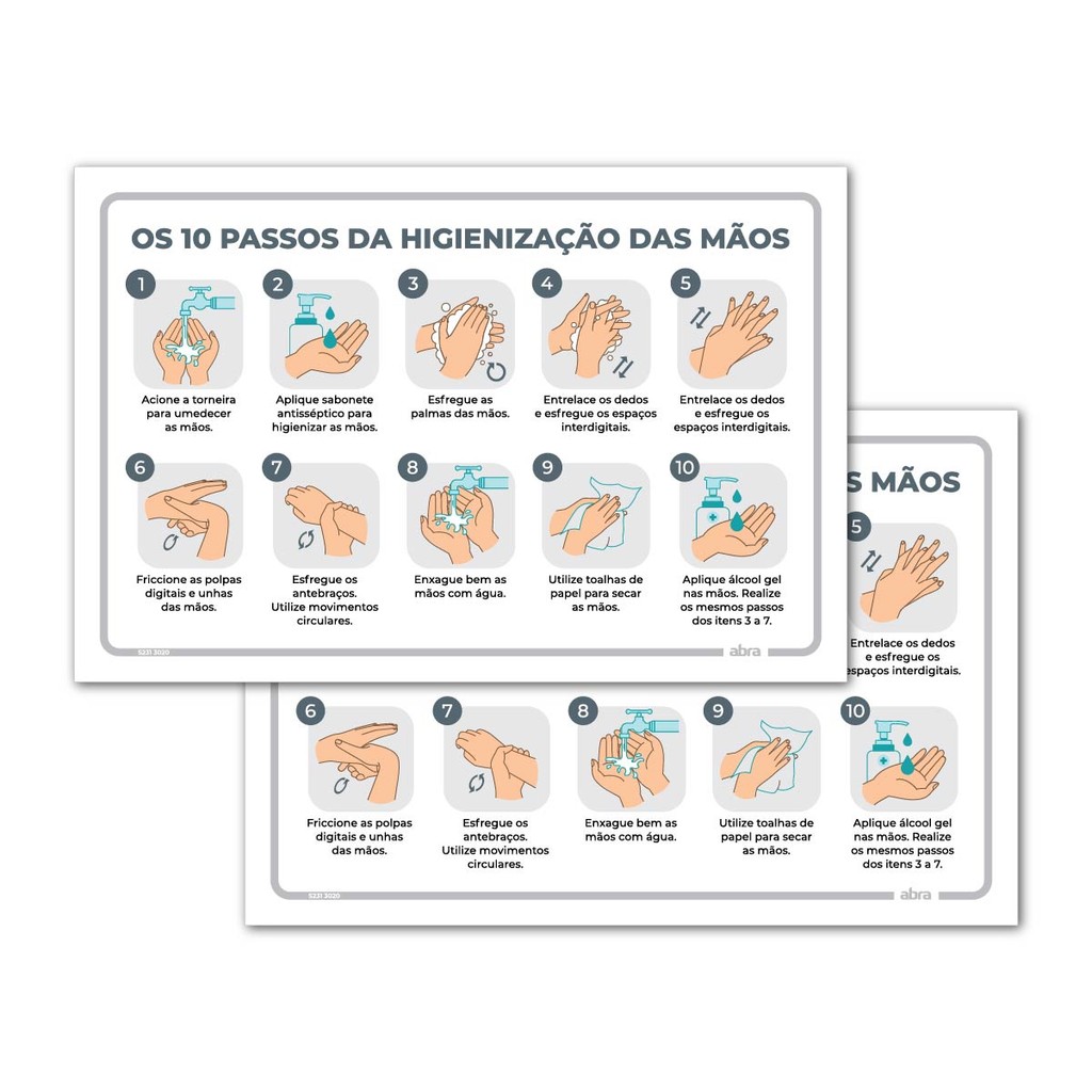 Kit 2 Placas 10 Passos Higienização das Mãos Banheiro 30x20 em Oferta na Shopee