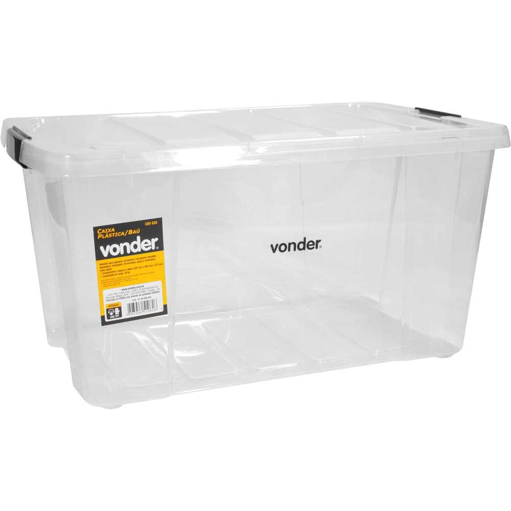 Caixa Plástica Baú Transparente CBV028 Vonder