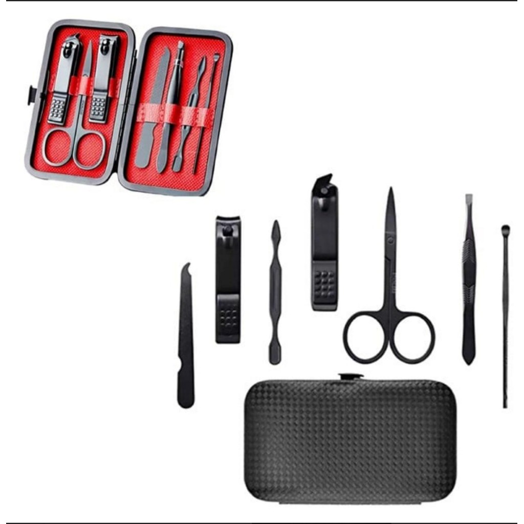 KIT PROFISSIONAL CORTADOR DE UNHAS E HIGIENE – METAL PRETO COM ESTOJO