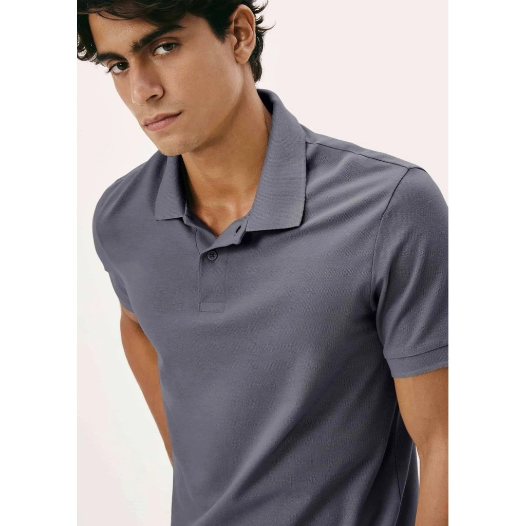 Camisa Polo Hering Básica Masculina em Piquet Azul
