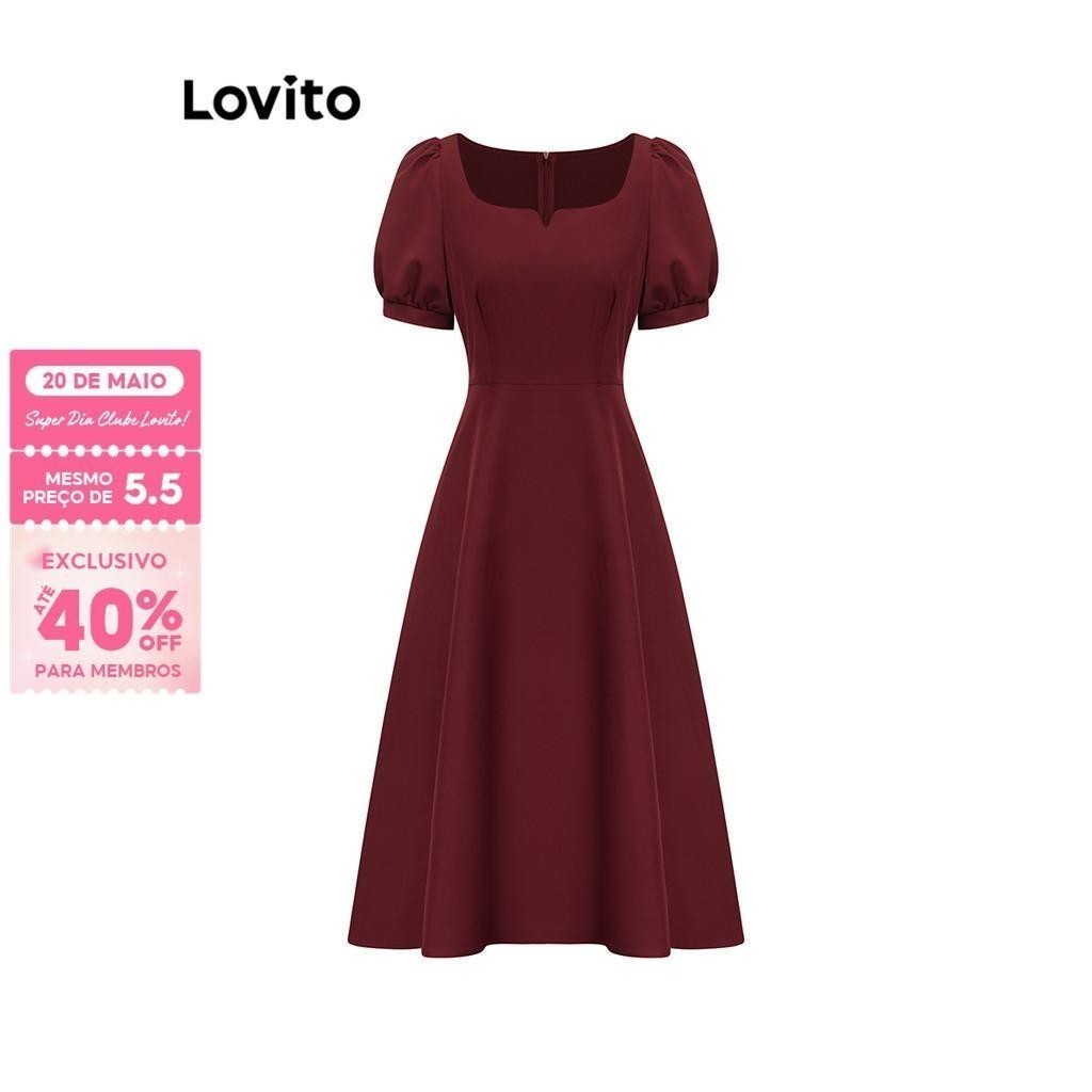 (Trendy) Lovito Vestido elegante com zíper simples para mulheres L105MD360 - Women Clothes