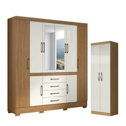 Guarda Roupa Casal Nápole 2045149 E Armário Multiuso New 2000192 Atacama Off White - Aramóveis - Acabamento Refinado
