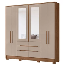 Guarda Roupa Casal San Francisco 6 Portas Cor predominante Carvalho Fendi Com Espelho - Moval
