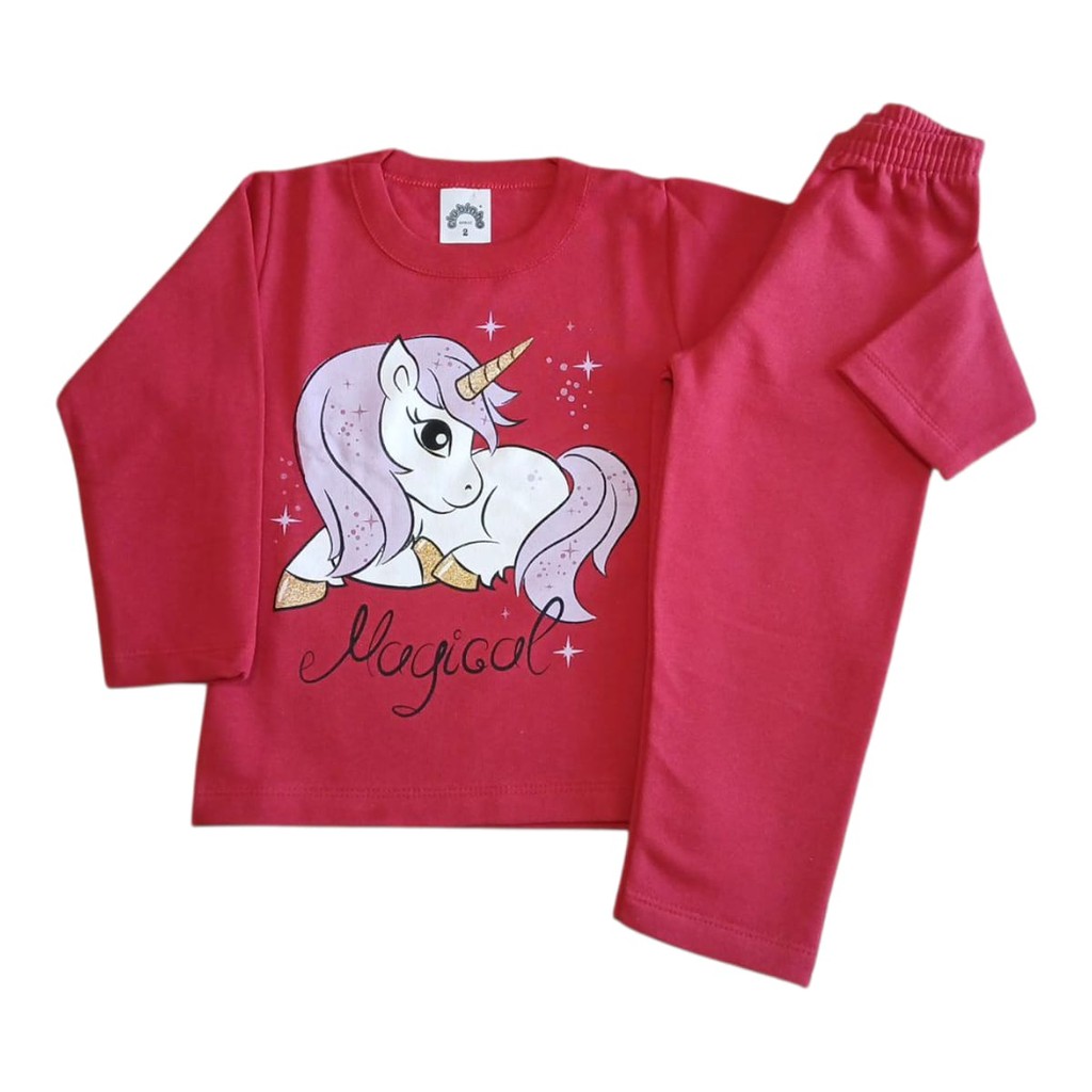 Conjunto Moletom Infantil Menina Vermelho Tamanho 2 - Clubinho