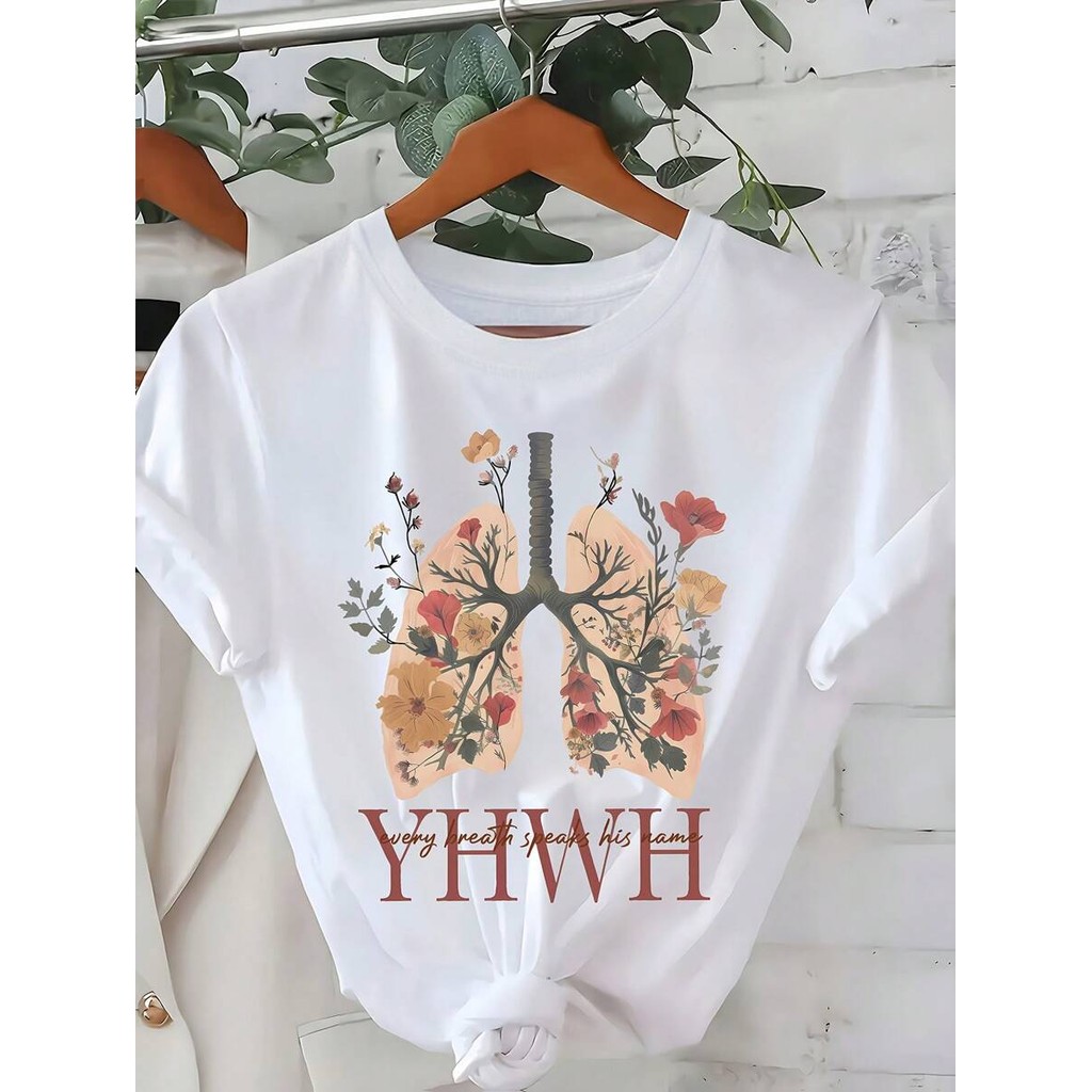 Camiseta Feminina Estampada Pulmão Florido Esclusiva Moda Gringa em Oferta na Shopee