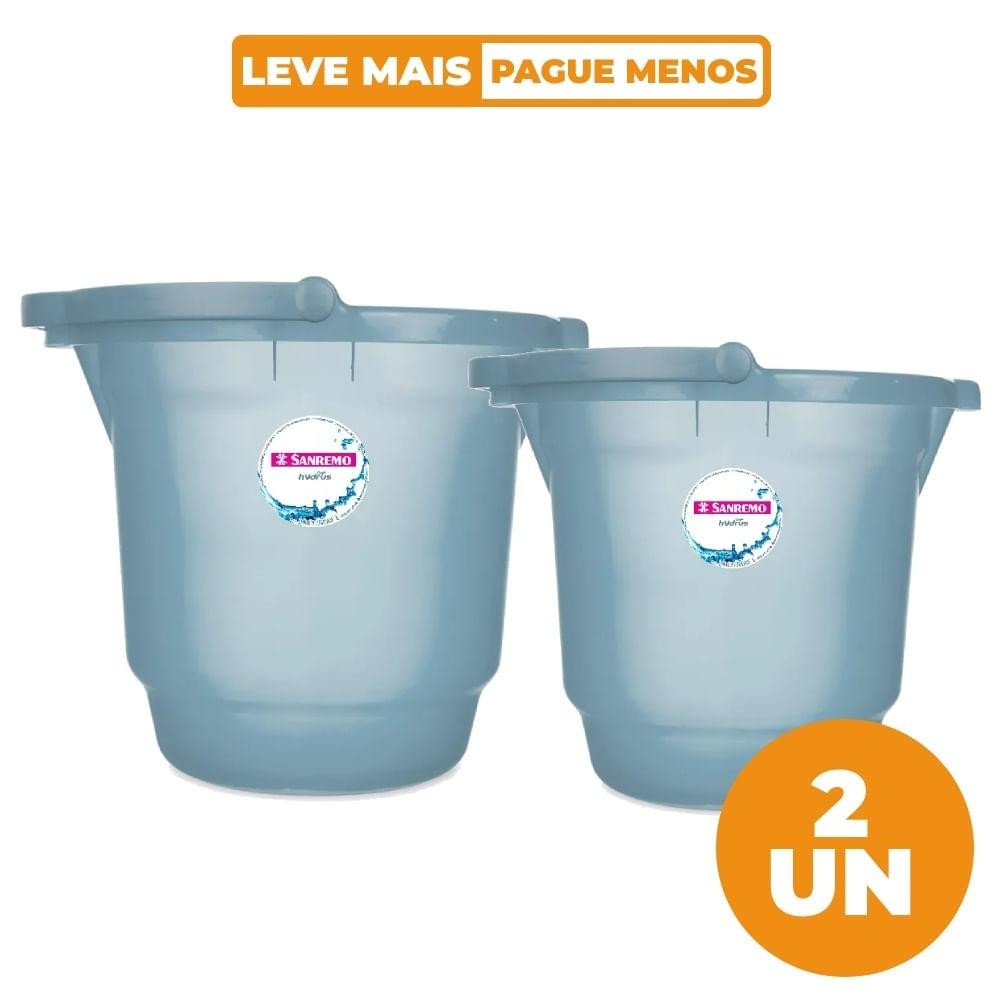 Kit 2 Baldes Plásticos Azul com Alça 8,5 e 15L Hydrus Sanremo em Oferta na Shopee