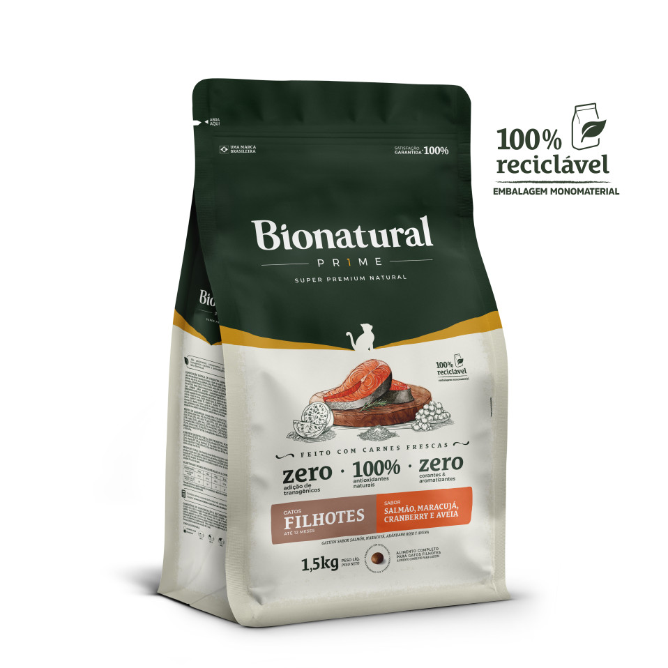 Imagem Ração Bionatural Prime Gatos Filhotes Salmão 1,5kg
