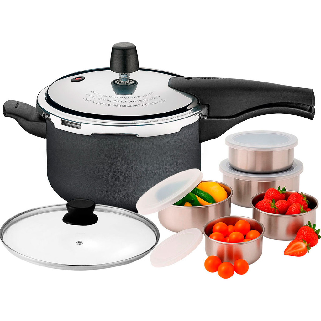 Panela Pressão 2 Em 1 Tramontina Vancouver 3,0 Litros e 5 Tigelas de Aço Inox com tampa - Home & Living