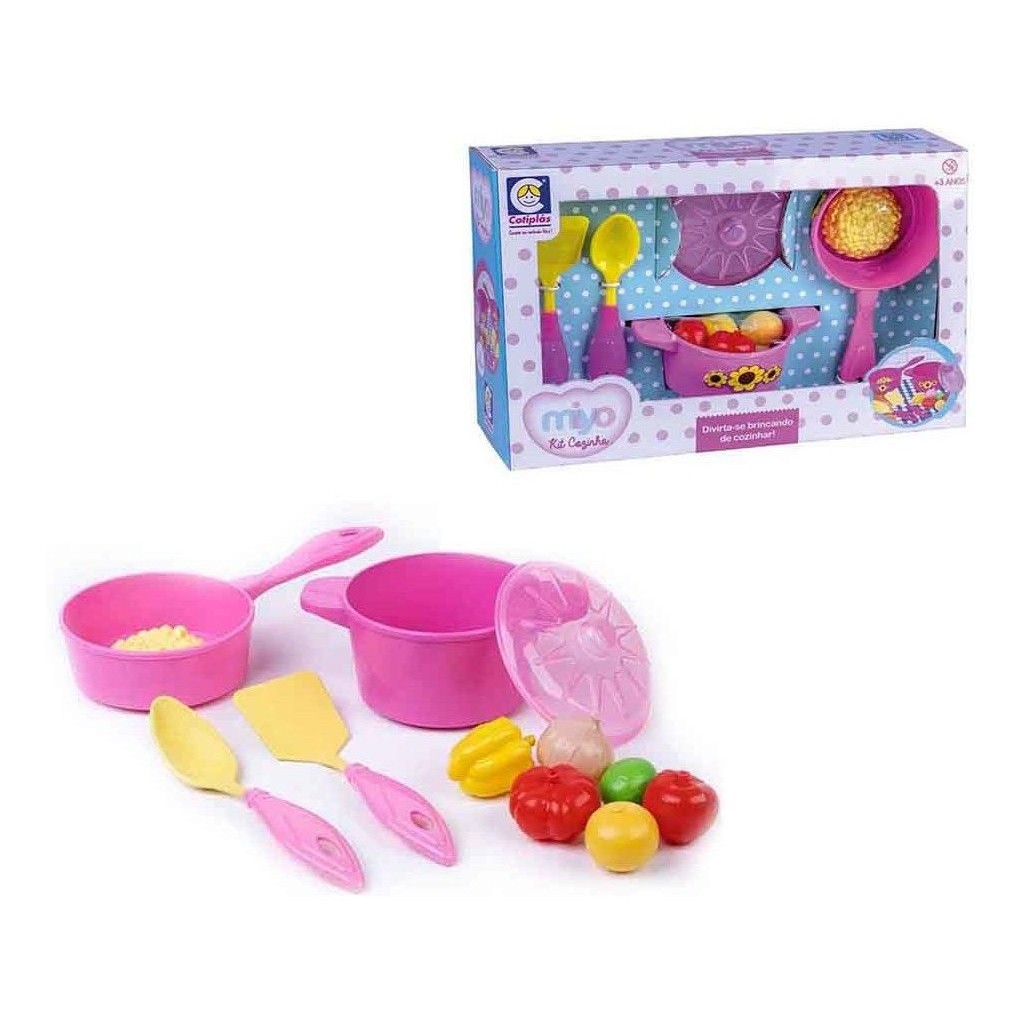 Jogo de Cozinha Miyo Conjunto Panelinhas C/ 12 Peças - Cozinha de Brinquedo para Pequenos Chefs - Cotiplás