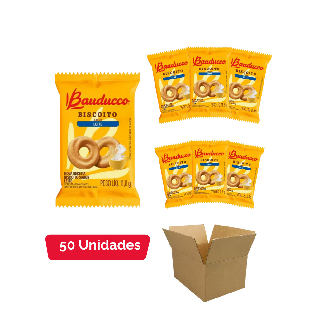 Kit Biscoito Leite - 50 Unidades de 11,8G