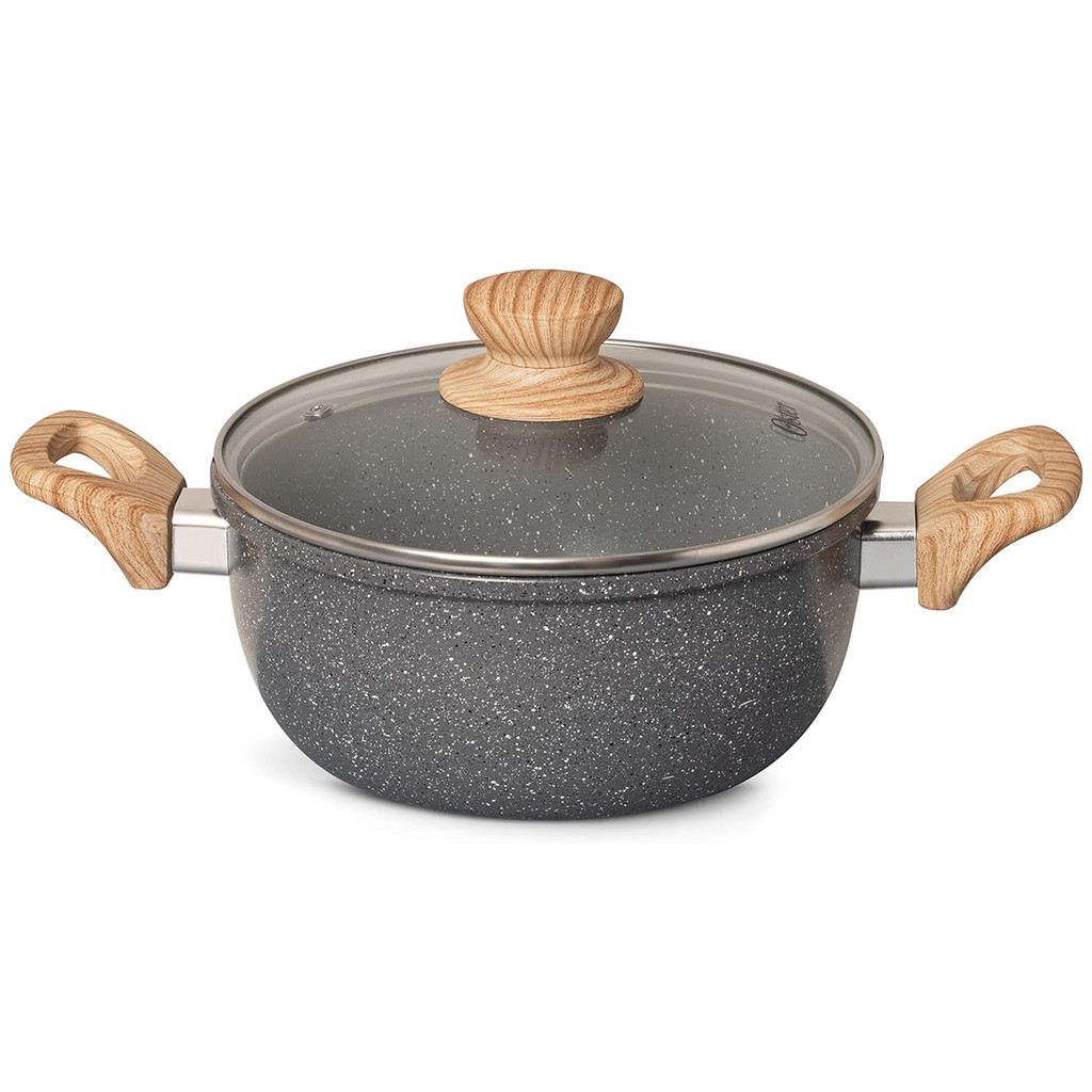 Panela Caçarola Indução Cerâmica Marble Antiaderente Alumínio 7,5L 28cm Dark Grey 138299.02 Oster