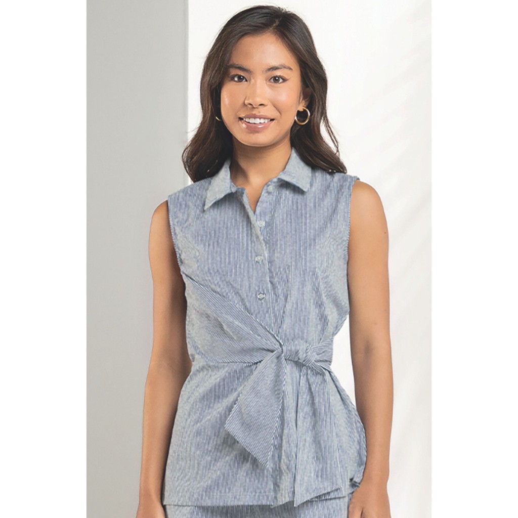 Camisa Regata Feminina Listrada Marialícia Azul - Women Clothes