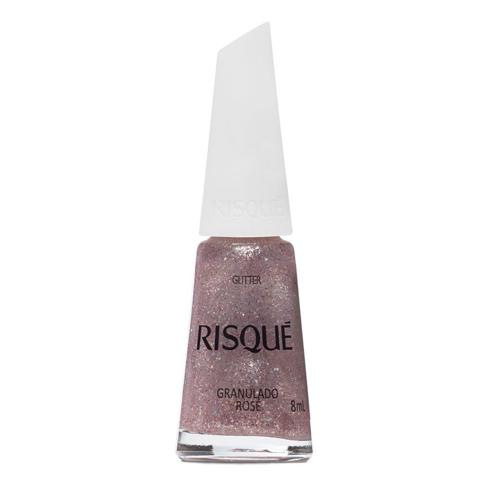 Esmalte Risqué Cor Granulado Rosé Glitter com 8ml - Beauty