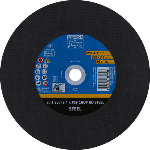 Disco Policorte 80t 350-3,4 K Psf Chop Hd Steel/25,4 - Pferd