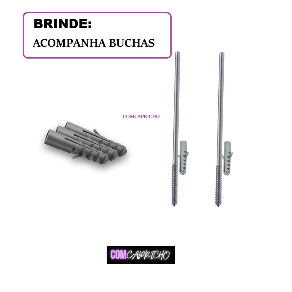 8 Suporte Invisível Para Prateleira Estilo Flutuante Parafuso em Aço 110mm — imagem 2 de 2