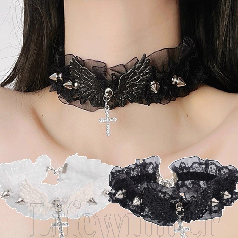 Colar Gargantilha Com Asas De Anjo Rebite-Corrente De Ajustável-Acessórios De Joias-Para Festa Feminina , Roupa De Namor