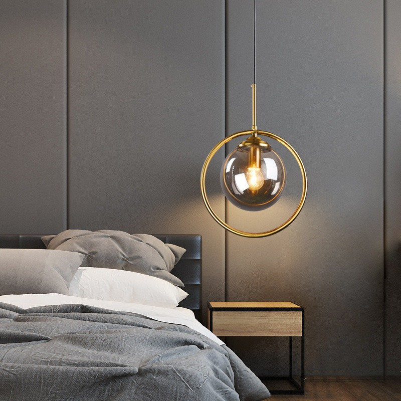 Luminária de Teto Nórdica Pendente de Vidro para Sala de Estar Quarto BDTR — imagem 2 de 2