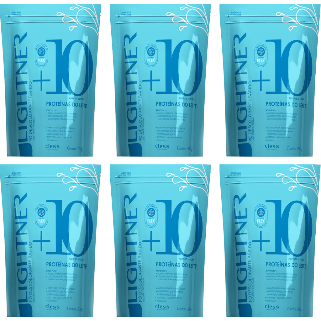 Kit 6 Pó Descolorante Lightner Proteínas do Leite +10 Cless 300g