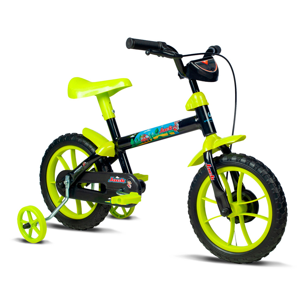 Bicicleta Infantil Com Rodinhas Masculina Aro 12 Jack Preto com Verde Limão Verden Bikes em Oferta na Shopee