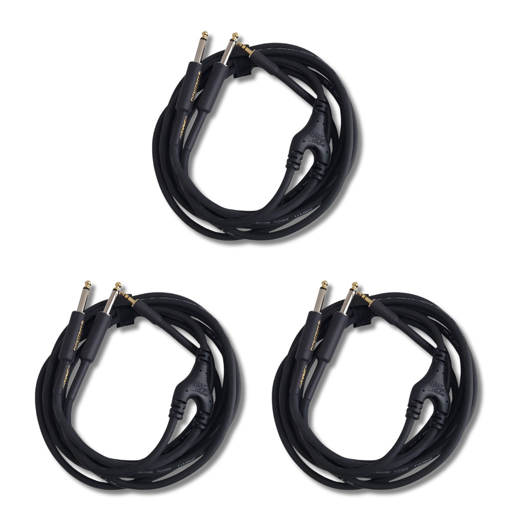 Kit 3 Cabo P2 Estereo + 2 P10 Macho Mono 3.05m 0.30mm Dj Series Mac Cabos