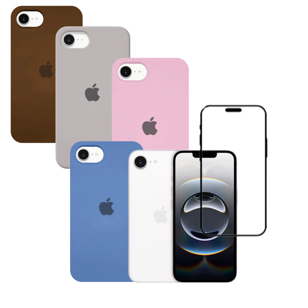 Capinha capa Silicone Case Proteção Para iPhone 16e + Película de vidro 3d em Oferta na Shopee