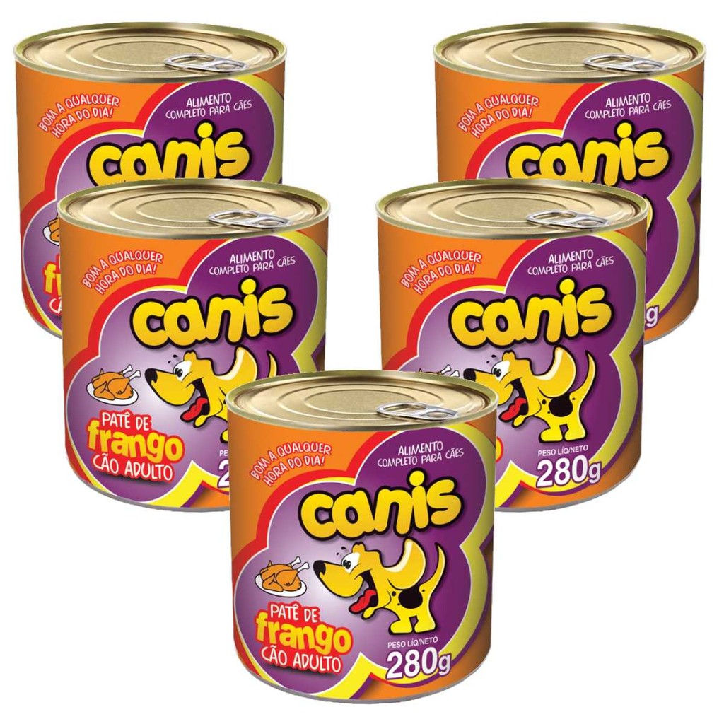 Kit Patê Para Cachorro Canis Adulto Sabor Frango 280g 5un