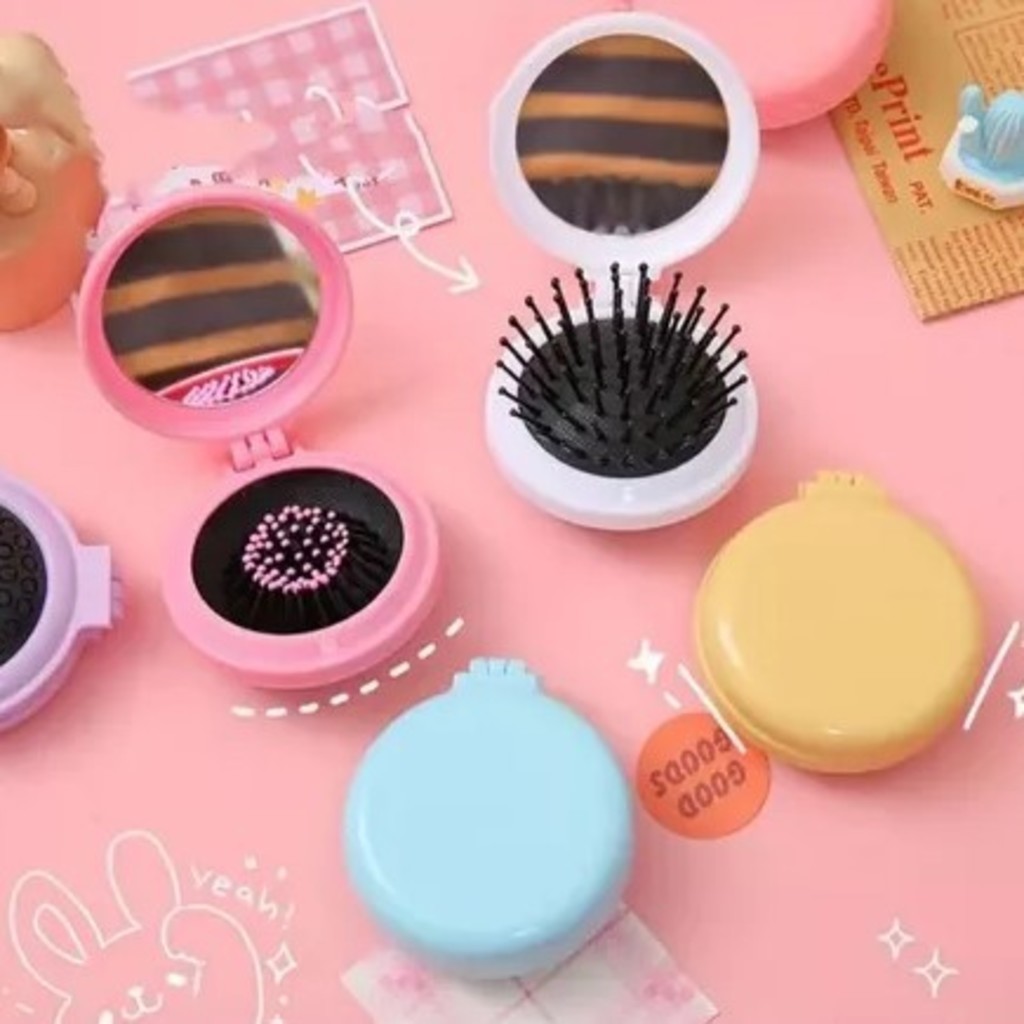 ANA1108 KIT Mini Escova de Cabelo Dobrável Com Espelho-Portátil e Perfeita Para Bolsa — imagem 2 de 2