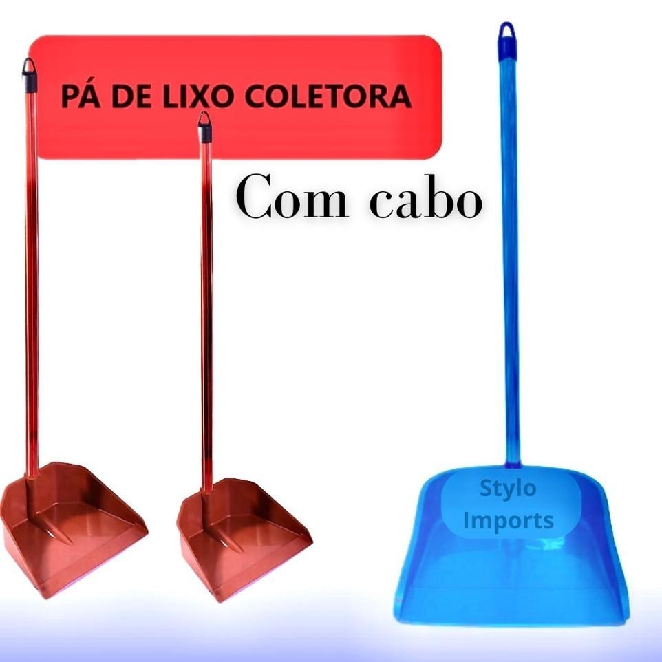 Pá De Lixo Grande Com Cabo De 60 Cm Plástica Reforçado em Oferta na Shopee