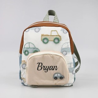Carro Bordado Mochila Infantil Nome Personalizado Mochilas Saco De Caminhada Sacos De Fraldas Personalizados Para Menino em Oferta na Shopee