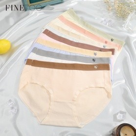 FINETOO Calcinha Sem Costura Fibra De Viscose Confortável Algodão Cintura Média Cobertura Completa Cueca 7A De em Oferta na Shopee