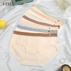 FINETOO Calcinha Sem Costura Fibra De Viscose Confortável Algodão Cintura Média Cobertura Completa Cueca 7A De