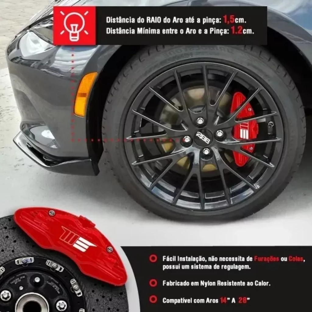 Capa Pinça De Freio 4pç C/ Travas Renegade 2015 a 2025
