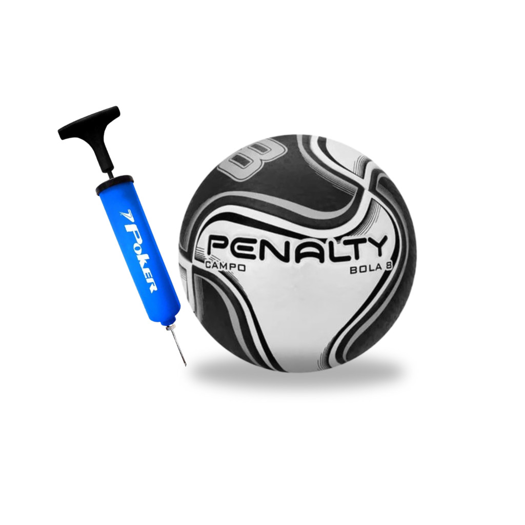 Bola Futebol Campo - 8 Termotec - PENALTY + Bomba Way c/ Agulha - POKER