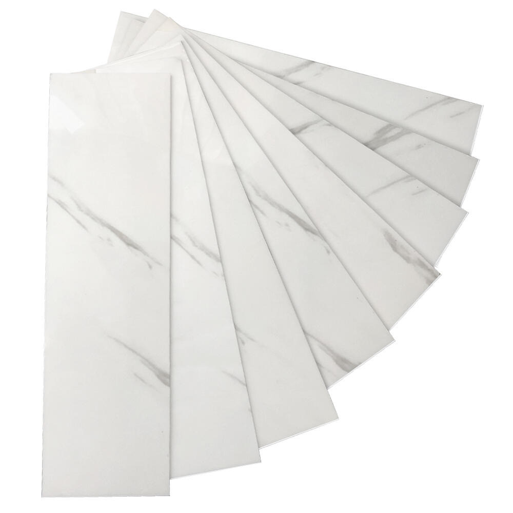 Revestimento Tijolinho Rodabanca Marmore Branco Jazz Adesivo Flexivel para Parede 30x7,5 - 24 Un.