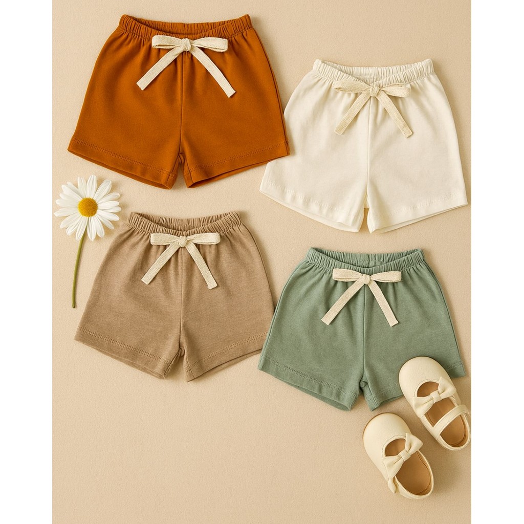 Kit 4 Shorts Infantil Unissex Algodão Básico Respirável e Durável em Oferta na Shopee