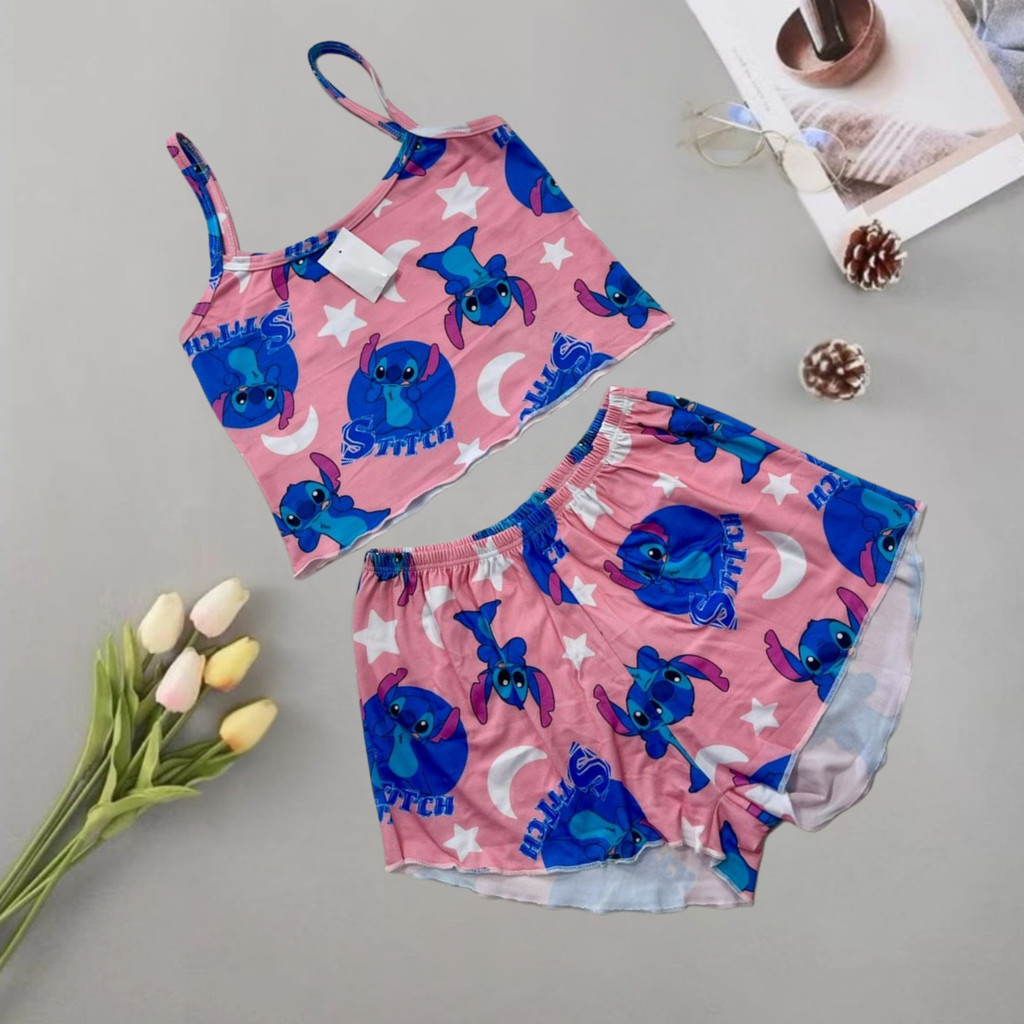 Pijama Personagem Baby Doll Cropped em Suede | Short Doll Confortável em Oferta na Shopee