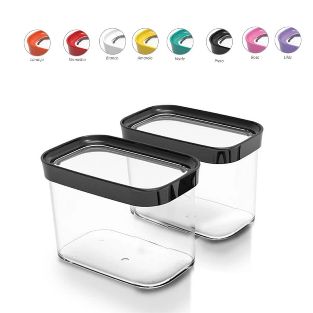 Kit 02 Potes Herméticos Otima Vedacao Mantimentos - 1000ml Kit Cozinha Organizada em Oferta na Shopee