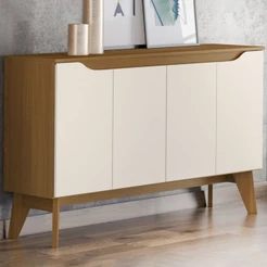 Balcão Buffet Aparador Ambar 4 Portas 2 Prateleiras Nature/Off White Si351 - Henn
